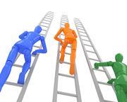 Business competition climb ladders